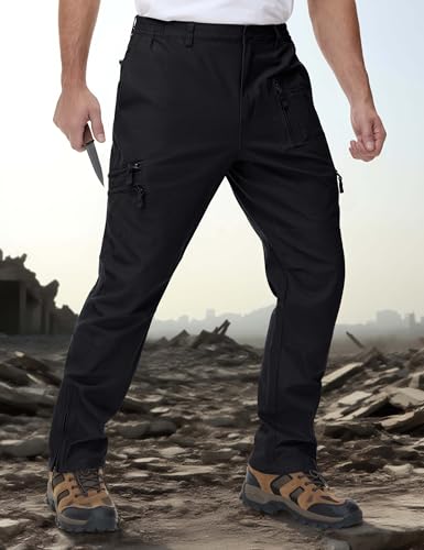 CRYSULLY Black Pants Men Casual Tactical Cargo Pants Cotton Stretch Man Military Hiking Trousers 9 Pockets 38 - Thumbnail 3