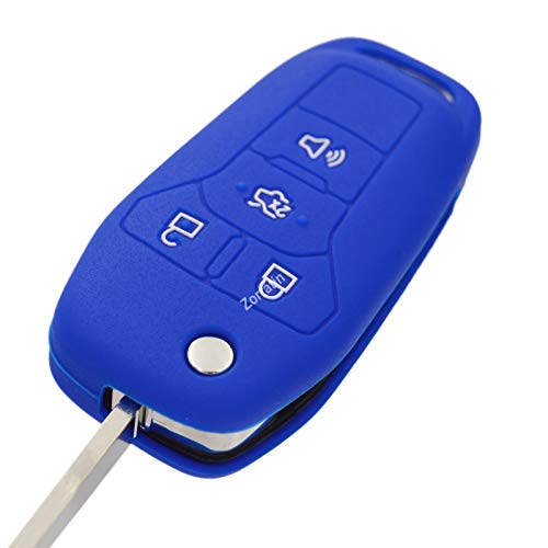 Image of Silicone Rubber Key Fob Cover Protector for Ford Fusion Explorer (Flip Key) N5F-A08TAA 164-R7986 5924003 4 Button Remote Control