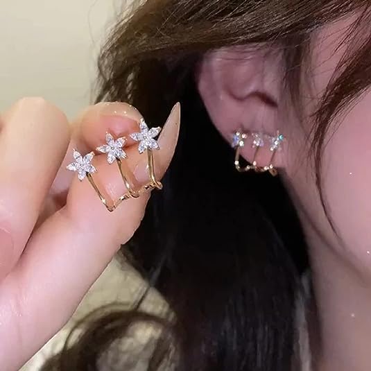 Image of Beautiful Korean Tri Star Claw Stud Earrings For Girls & Women