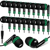 Kanayu 50 Pack Wired Earbuds Bulk for Classroom Ear Headphones Wired Basic Student Earbuds No Microphone with 3.5mm Jack for Class Laptop School Library, Individually Bagged (Green)