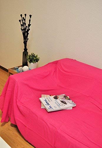 Amazon｜インド綿 マルチカバー シンプルカラー ビビッドピンク