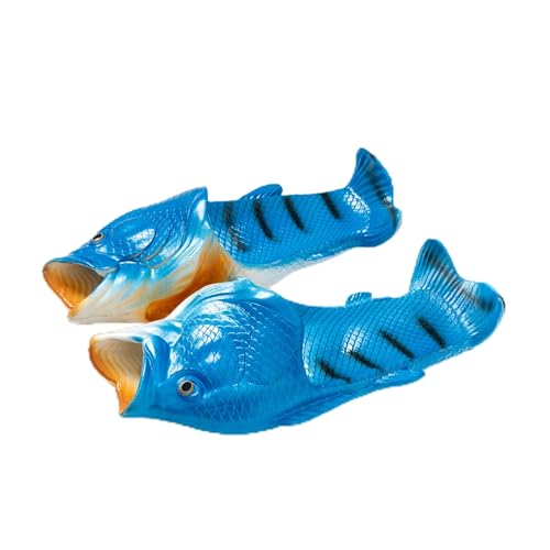 TUOJINRUIDA Fisch Schlappen Unisex Lustig Badelatschen für Herren oder Damen Funny Hausschuhe Latschen für Strandhaus Dusche Entspannte Stunden Am Pool, Spaziergänge Im Freien 36-37