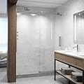 VIGO Adjustable 68-72 in. W x 76 in. H Elan Frameless Shower Door with VMotion, Clear Tempered Glass,Reversible Handle and Stainless Steel Hardware in Stainless Steel - VG6041STCLSC7276