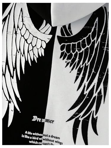 SHENHE Men's Color Block Wing Graphic Drawstring Hoodie Drop Shoulder Pullovers Streetwear3