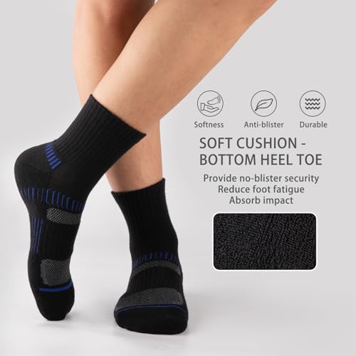 COOPLUS 8 Pairs Men's Athletic Ankle Socks Running Cushioned Cotton Quarter Sports Socks3