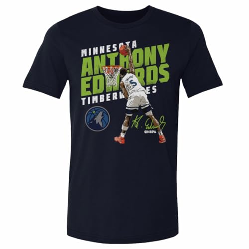500 LEVEL Anthony Edwards Minnesota Timberwolves Slant Shirt (True Navy, Large)
