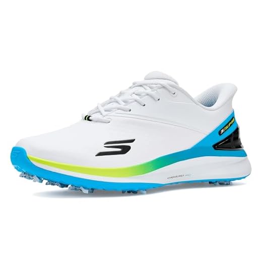 Skechers Men's Blade Tour Slip-in Waterproof Golf Shoe Trainers, White Blue Yellow, 9 UK