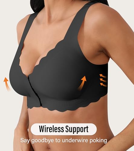 Image of Front Closure Bras for Women Seamless Wireless Push Up Bra No Underwire Full Coverage Comfort Bras Mastectomy Bralettes