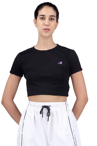 Image of Amazon Brand - INKAST Women Solid Fitted T-Shirt | Active Wear Crop Tops | Casual Sport Wear | Gym | Training | Running | Workout | Crew Neck
