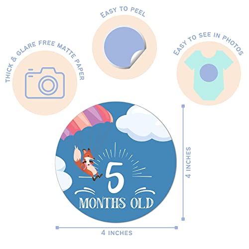 Baby Month & Milestone Stickers - 28 Pack - Baby Boy & Girl Onesie Belly Stickers. Includes 12 Monthly, 1st Year milestones & First Holidays. Perfect Baby Shower & Newborn Birthday Gift. (Adventure)