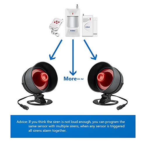 Kerui Upgraded Wireless Live Loud Siren Host,Indoor/Outdoor Waterproof Horn Up To 115Db For Home Security Alarm System,Can't Work Alone,Have To Work With Kerui Sensors As Home Garage Shed Alarm System #TOP6