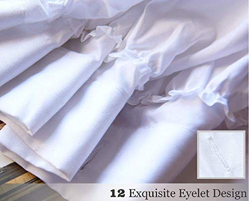 Spring Home Waterfall Ruffled Fabric Shower Curtain (White) #TOP4