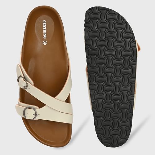 Image of Centrino Women's Berkin-Style Slip-On Sandals | Open Toe Design | Soft PU Footbed | Lightweight & Comfortable | Arch Support | On-Grip Sole | Casual Outdoor Wear (9224)