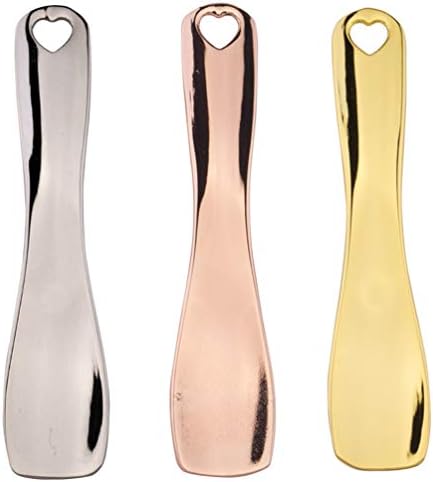 Teensery 3 Pcs Metal Cosmetic Spoon Spatulas Makeup Skin Care Facial Cream Mask Scoop Tool for Home Salon (Gold, Silver, Rose Gold)