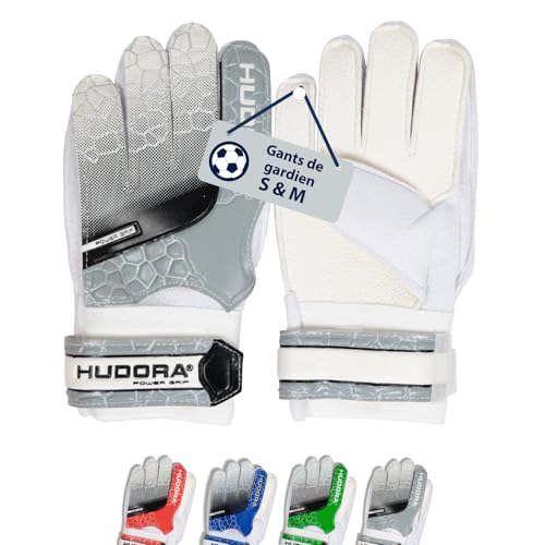 HUDORA Gants de Gardien de But - Gants de Football rembourrés pour Enfants et Adolescents - Gants de Gardien de But avec Dos en Mousse et Fermeture Velcro