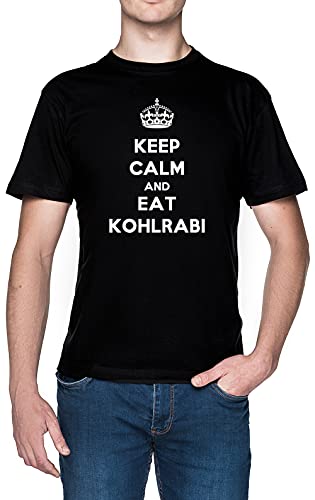 Keep Calm and Eat Kohlrabi Schwarz Herren T-Shirt Größe XS Black Men's Tee Size XS