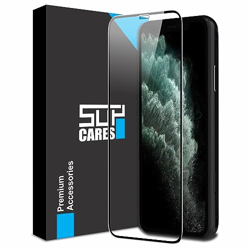 SupCares Tempered Glass for iPhone 11 Pro, iPhone X and Xs (5.8 Inch) With Installation Kit | Military Grade Gorilla Screen Protector | Edge to Edge Coverage | Black
