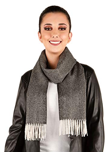 Inca Fashions - Herringbone Alpaca Scarf - 100% Baby Alpaca (Charcoal Herringbone)3