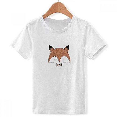 T-Shirt Garcon Ras du Cou Blanc Imprimé Renard Coupe Ample XL