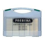 Verpackungseinheit: 3 x 2.000 PREBENA HEFTKLAMMERN-SORTIMENTSKOFFER ES-BOX, Geharzt