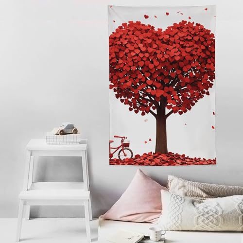 Grande tenture murale arbre d'amour décor chic et doux 152x228cm