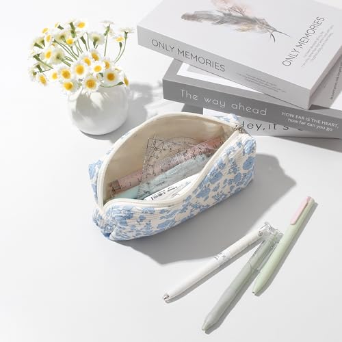 Image of Pencil Case Lightweight Aesthetic Pen Case Office College School Storage Bag Pouch Holder Box Organizer Makeup Pouch Cosmetic Bag for Girls Boys Kids (Flowers-Orchid)