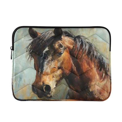 Funda para portátil de 13-14 pulgadas impermeable con diseño de caballo