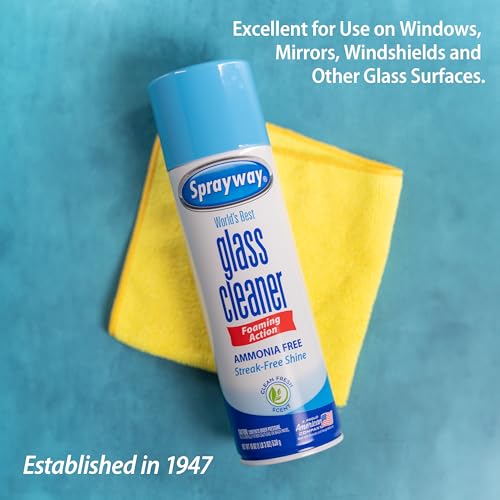 Image of Sprayway Glass Cleaner Foaming Aerosol Spray, 19oz, Pack of 2 | Ammonia-Free, Streakless, Fast-Acting | Cleans & Polishes Glass Surfaces | Fresh Scent, Removes Fingerprints, Dust, Dirt, Smoke Film