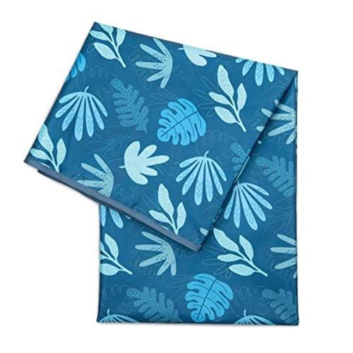 Image of Bumkins Baby Splat Mat for Under High Chair, Babies Toddlers Eating Mess Mat, Waterproof Reusable Cloth for Arts and Crafts, Playtime Mat for Kids, Floors or Tables, Fabric 42inx42in, Blue Tropic