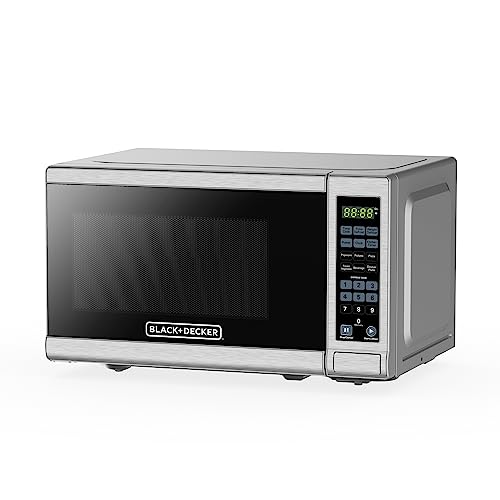 BLACK+DECKER Compact Countertop 0.7 Cu. Ft. 700-Watt Digital Microwave Oven, LED Lighting, Child Lock, Stainless Steel - Image 4