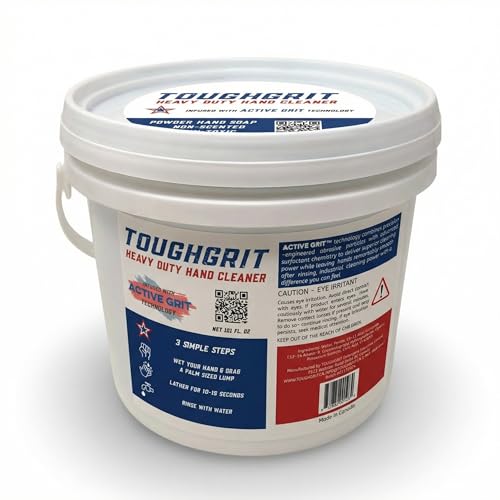 Toughgrit Heavy Duty Powder Hand Cleaner – Perlite Abrasive, Solvent-Free, Unscented – Cuts Grease, Oil, Paint & Industrial Grime – Skin-Safe, Workshop Grade – 101 FL Oz