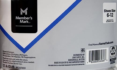 Member’s Mark Crew Socks, Shoe Size 6-124