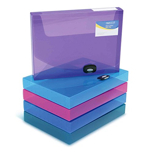 Rapesco Documentos - Caja de archivo A4, 40mm de ancho, 5 unidades, varios colores transparente