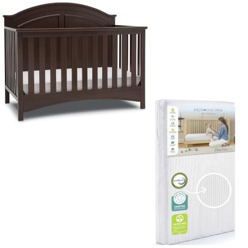 Image of Delta Children Perry 6-in-1 Convertible Crib & Mattress, Walnut Espresso