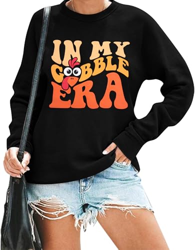 Thankful Heart Sweatshirt For Women Letter Print Lightweight Pullover Thanksgiving