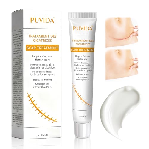 Crema para Cicatrices 20g, Gel para Cicatrices, Crema para el Apoyo a la Reparación Cutánea, Ayuda a Mejora la apariencia de la piel, Ideal para Rostro y Cuerpo