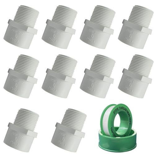 Hfvslfa HF-34MPF10 10Pcs 3/4 Inch Npt Male Thread Pvc Pipe Fitting Adapter Connector cover