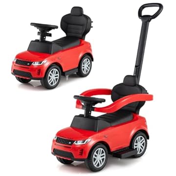 COSTWAY 3 in 1 Ride on Push Car, Licensed Land Rover Discovery Toddler Sliding Car with Steering Wheel, Horn, Storage Compartment, Foot to Floor Slider for Boys Girls (Red)