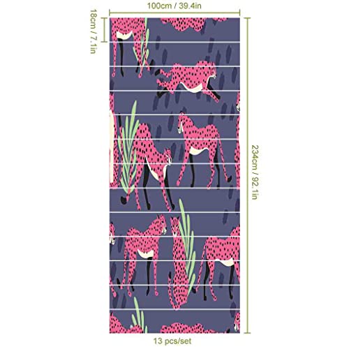 Johizuta Stair Stickers Set Of 13 Hand Drawn Exotic Big Cat Pink Cheetahs Decorative Staircase Sticker Decals Removable Murals For Stairs Risers Stairway Wall Decor,39.4"X7.1" #TOP3