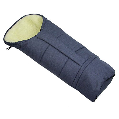BAMBINIWELT Winterfußsack Fußsack für Kinderwagen, Buggy oder Schlitten, in Mumienform, aus Wolle, Größe anpassbar, MUMIE MELIERT (marine MELIERT) Cover