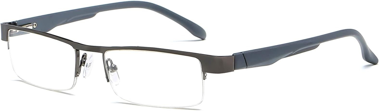 VEVESMUNDO Blue Light Blocking Reading Glasses Metal Frame Half Rim Readers Eyeglasses Men Women Brown Black Grey