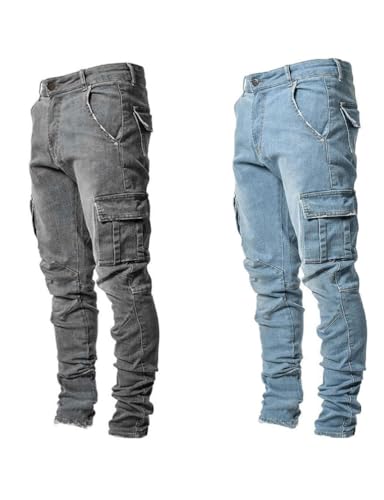 Mywinway Skinny Jeans for Men Spring Summer Ripped Stretchy Tapered Leg Slim Fit Distressed Fashion Biker Denim Pants 5