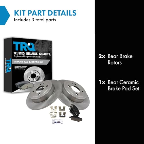 Image of TRQ Rear Brake Pad and Rotor Set Ceramic Solid Rotors | For 2018-2019 Hyundai Accent 2018-2023 Kia Rio