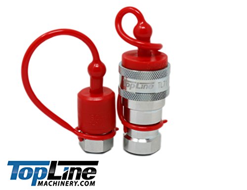 Image of TL71 3 /8 inch NPT Thread Hydraulic Coupler Set ISO 7241-B 3 /8 body Poppet Bobcat Skid Steer Coupling with Dust Caps