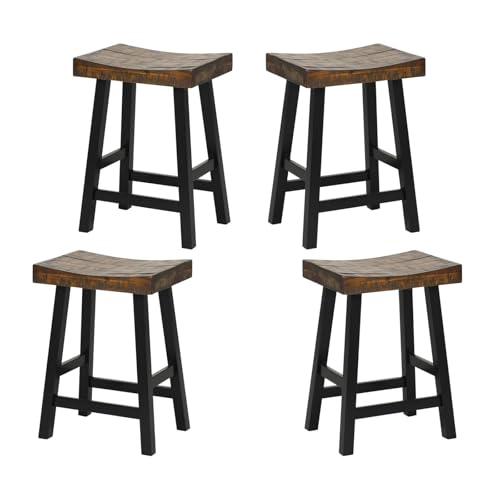 ERGOMASTER Wooden Saddle Bar Stools Set of 4