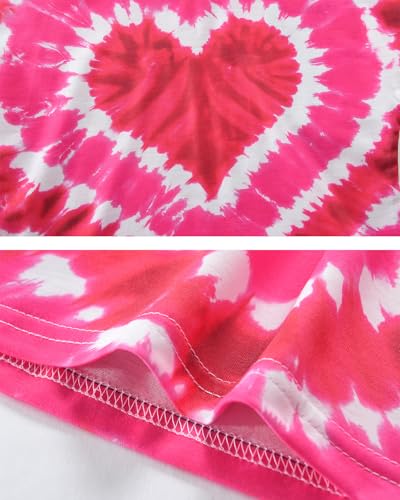 Image of Tkria Girl Crop Tops Valentine Short Sleeve Tshirt Tie Dye Heart Teen Girls Shirt Clothes 6-14 Years