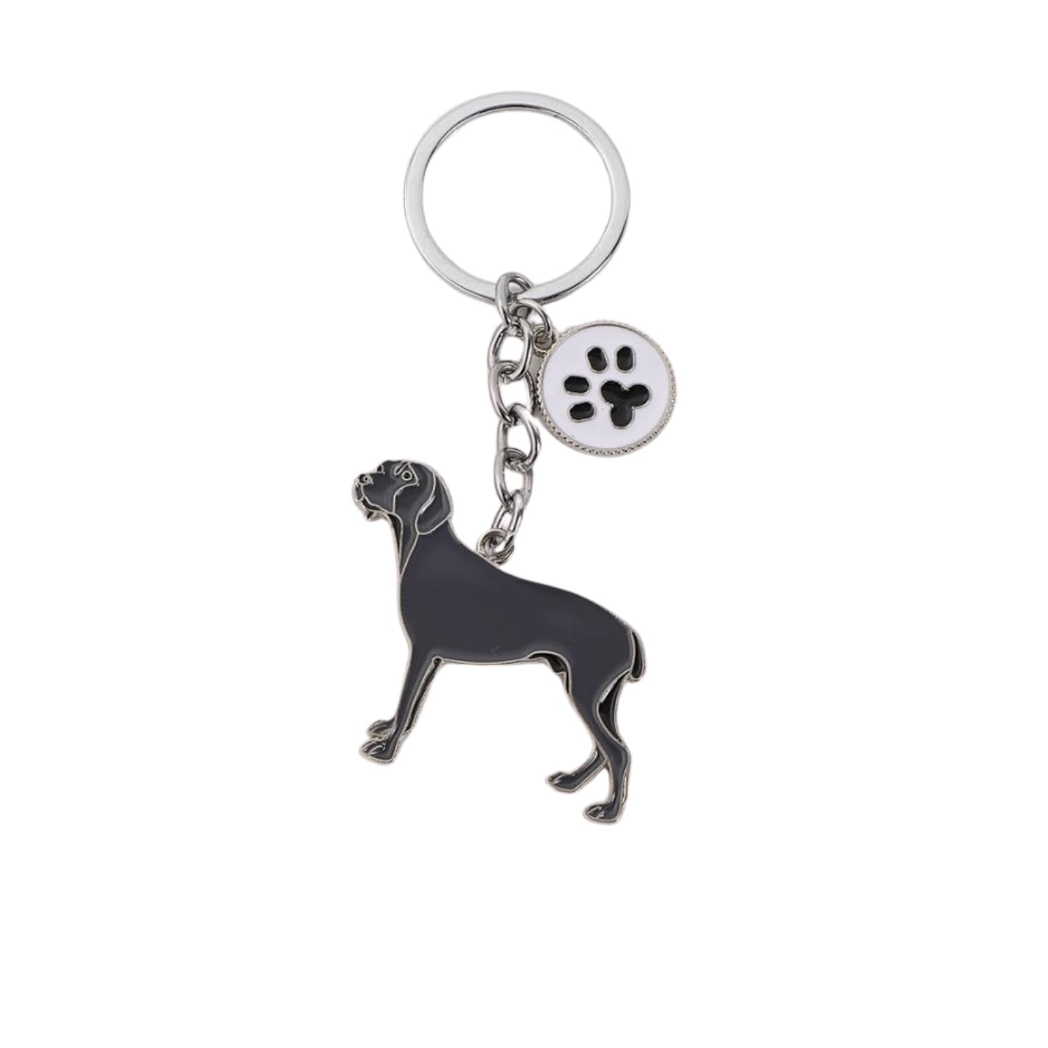 BT Bear Keychain,Dog ID Tag Cute Metal Dog Keychain Keyring Keyfob Bag Charm (Weimaraner)