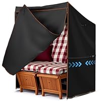 GARPROVM Strandkorb Schutzhülle Winterfest, Strandkorbhülle Wasserdicht 120x90x160/140cm Strandkorb Abdeckung Outdoor, 420D Oxford Gewebe Wetterfest Winddicht Staubdicht Abdeckhaube für Strandkorb