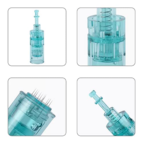 Image of Derma Pen Needles Cartridge 12 Pin | 36 Pin | Nano Needle Cartridge Tip For A1 & A6 Derma Pen Electric Auto Micro Stamp Derma Anti-Aging Pack of 3 (Green, 16 Pin)