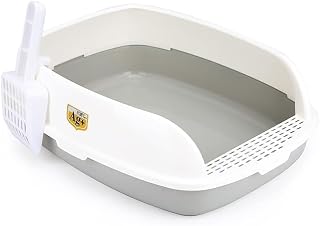 猫 トイレ ネコのトイレ 猫用トイレ本体 獣医師開発 猫屋さん使える ゆったり広々サイズ 大型猫 大きいサイズ 砂の飛び散り防止 猫用品 ニオイの広がり防止 スコップ付き ブルー グレー グリーン (グレー, L (56*40*20CM))